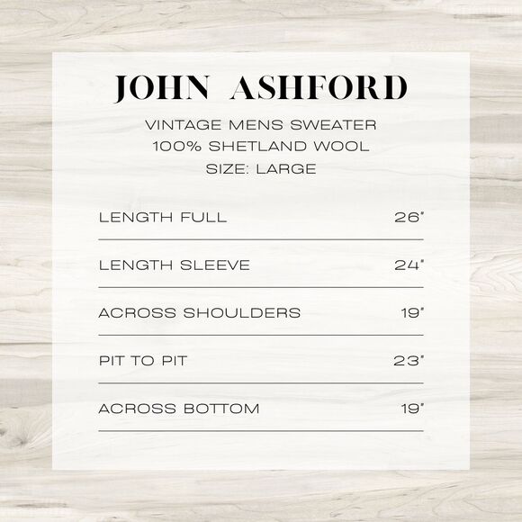 Vtg John Ashford Shetland Wool Sweater Mens Large Rib Knit Grandpa Cosby Biggie - Picture 9 of 9